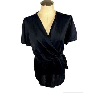 Lane Bryant Black Faux Wrap Blouse Size 14/16
